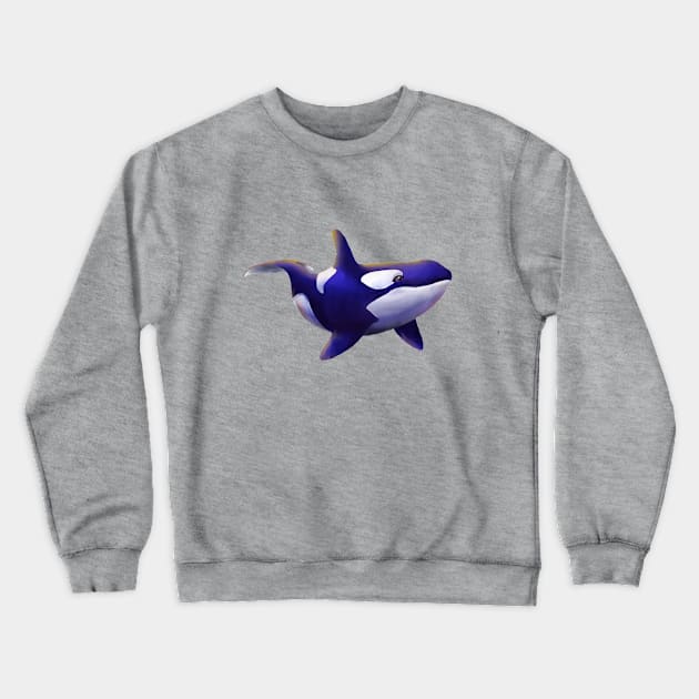 Blue Orca Painting Crewneck Sweatshirt by ThinkingSimple